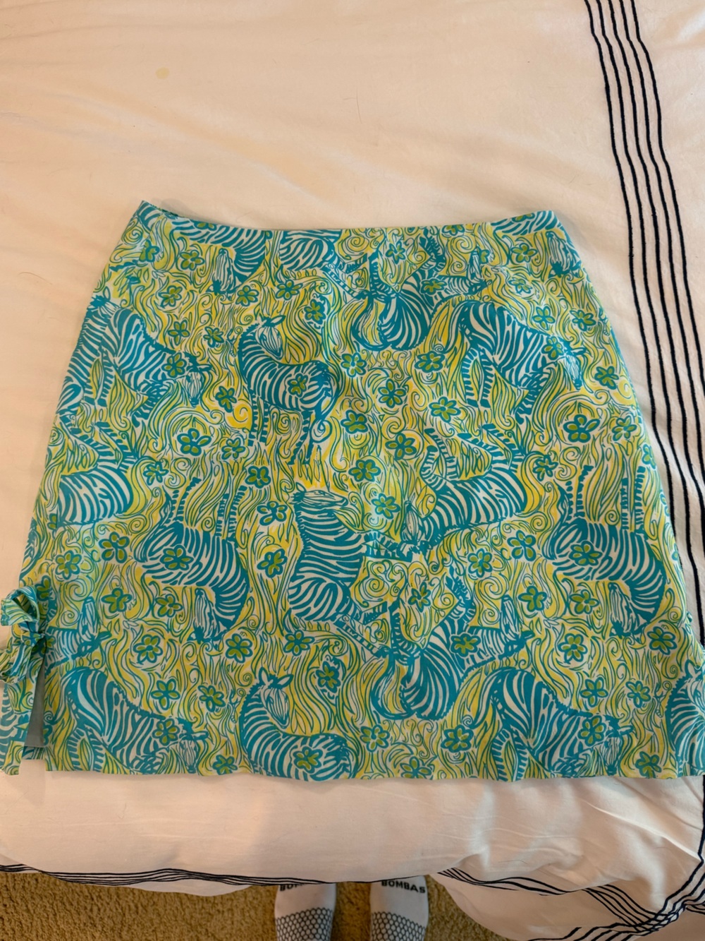 Vintage Early 2000’s Lilly Pulitzer Aqua & Lime Zebra Print Mini Skirt - Picture 3 of 13